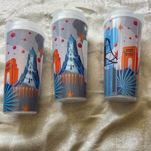 Disney Volcano Bay Tumblers - Blue, Orange, and Red